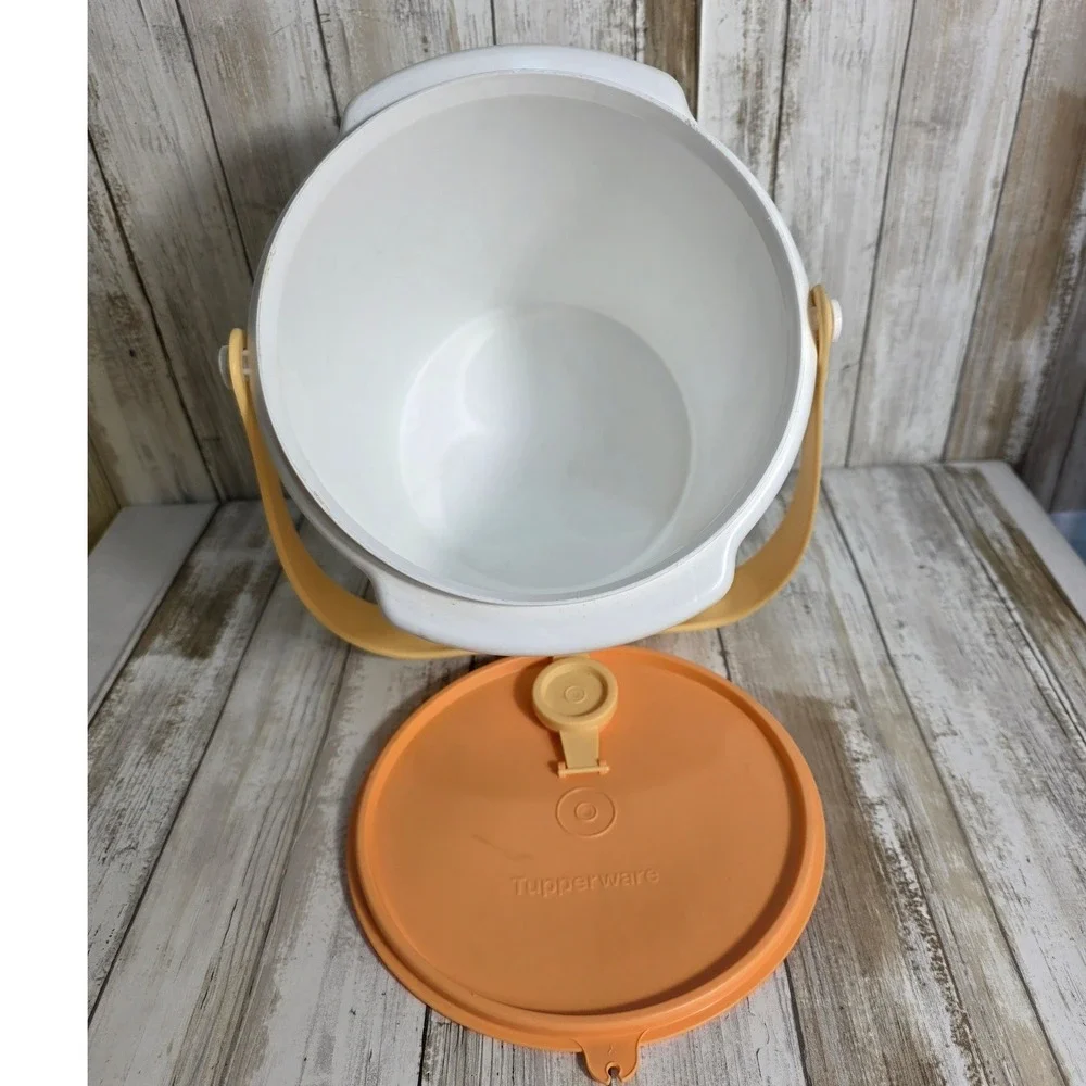 Tupperware 5L Storage Bucket Vented Lid Handle Bubble Print 4653A-1 Retro Orange - Picture 3 of 8
